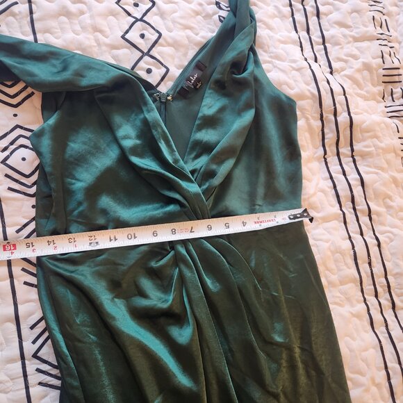Lulus Perfect Refinement Emerald Satin Dress Size L NWOT - Picture 7 of 8